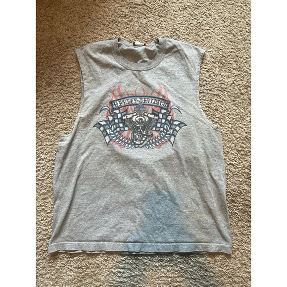 Harley Davidson Bangor, Maine Graphic Muscle T-shirt Size XL Tee Tattoo Grey HD - Picture 1 of 7